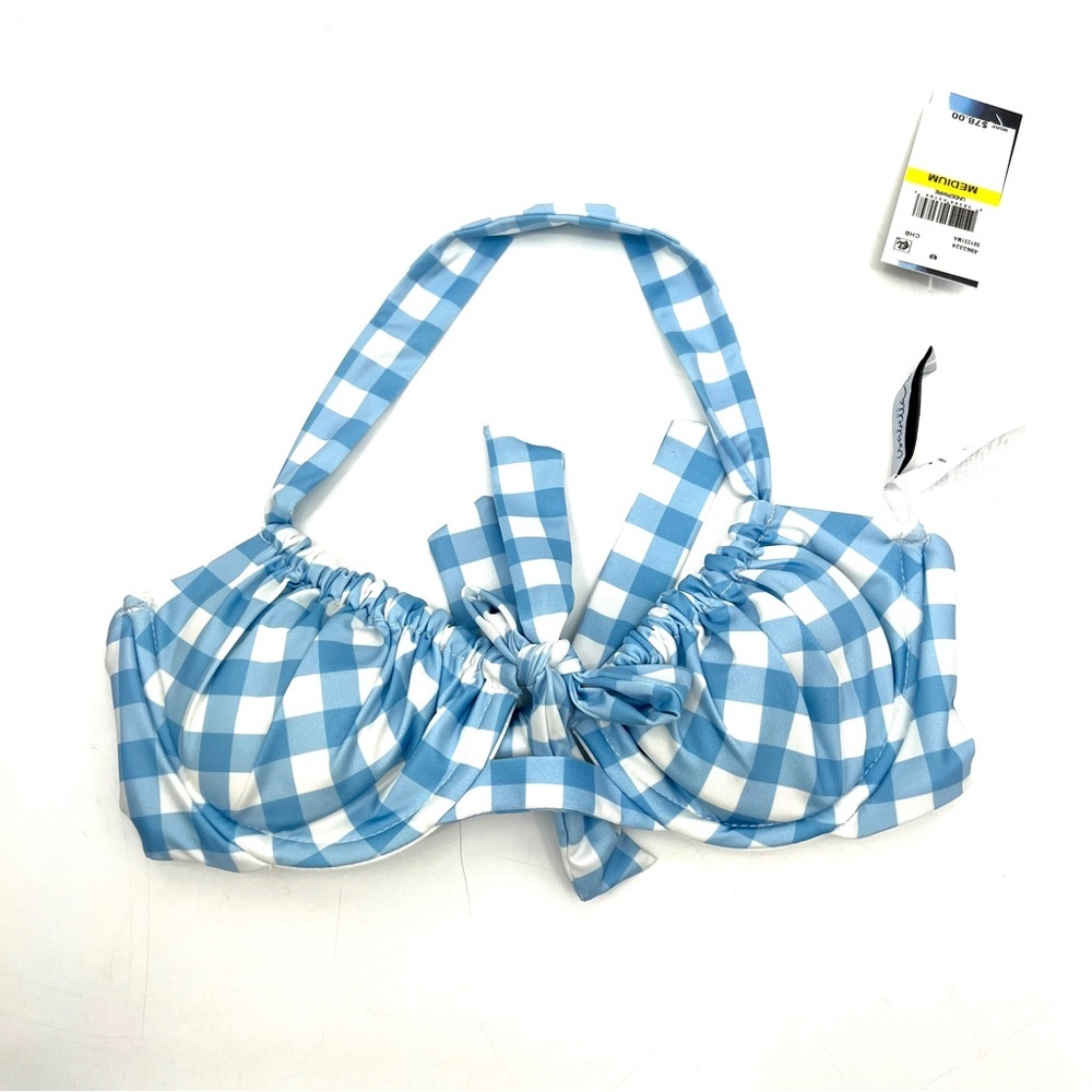 ISABELLA ROSE Chateau Checkered Halter Swim Top in Chambray Size Medium NWT - Picture 3 of 6